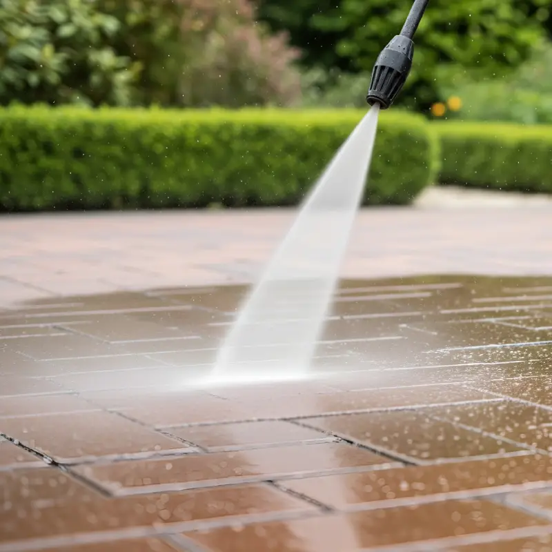 Cleaning patio in Willow Landscaping Ipswich garden