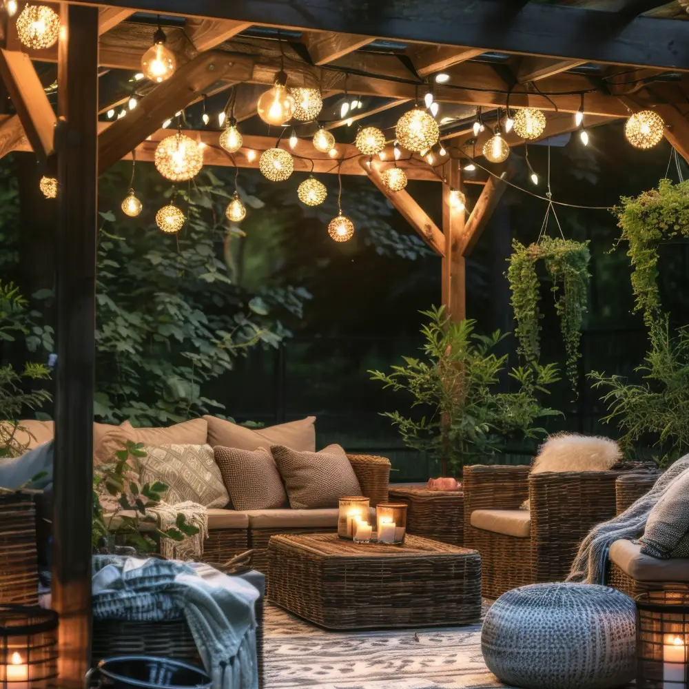 Soft garden lighting in Willow Lanscaping Ipswich garden