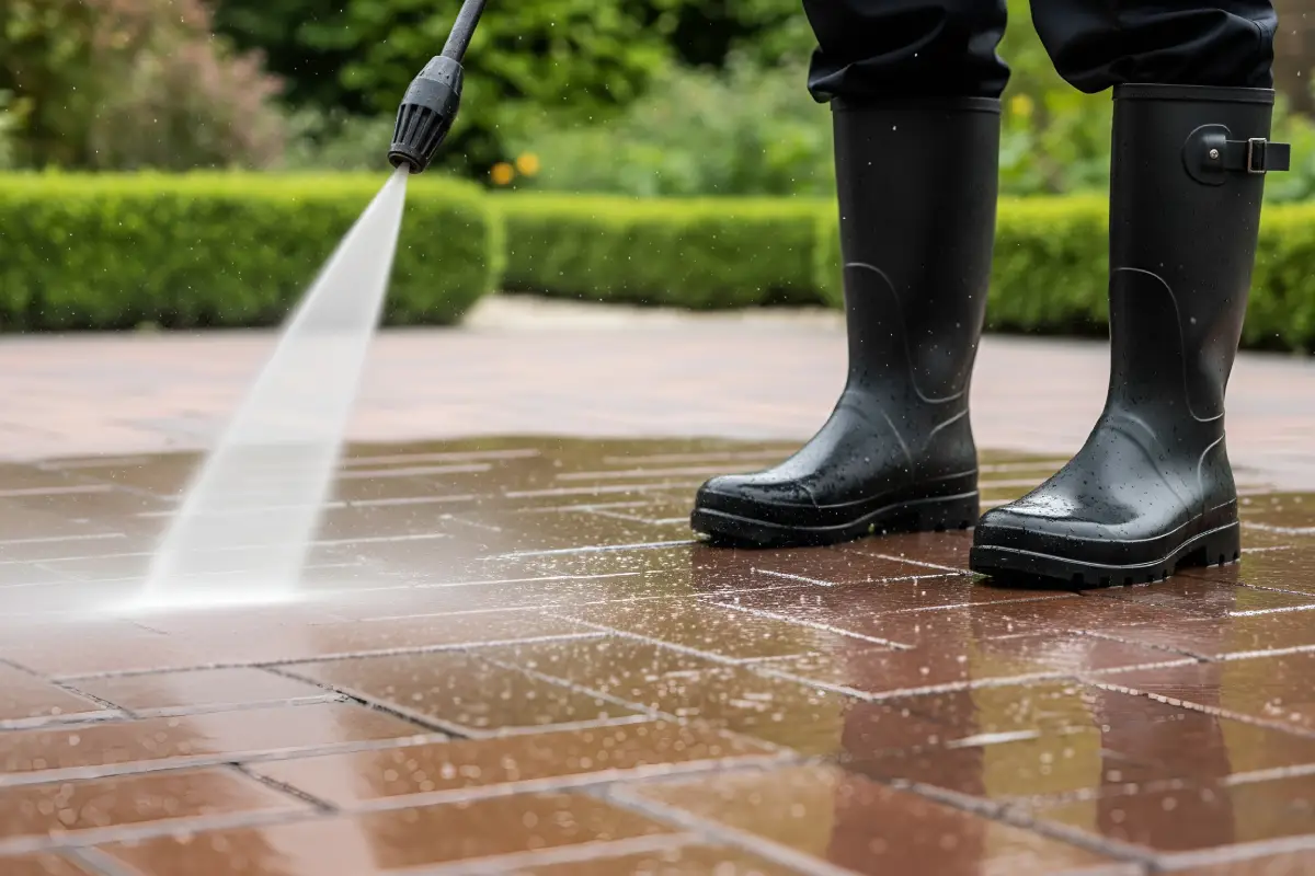 Ipswich Pressure Washing Services cleaning a patio for a local home
