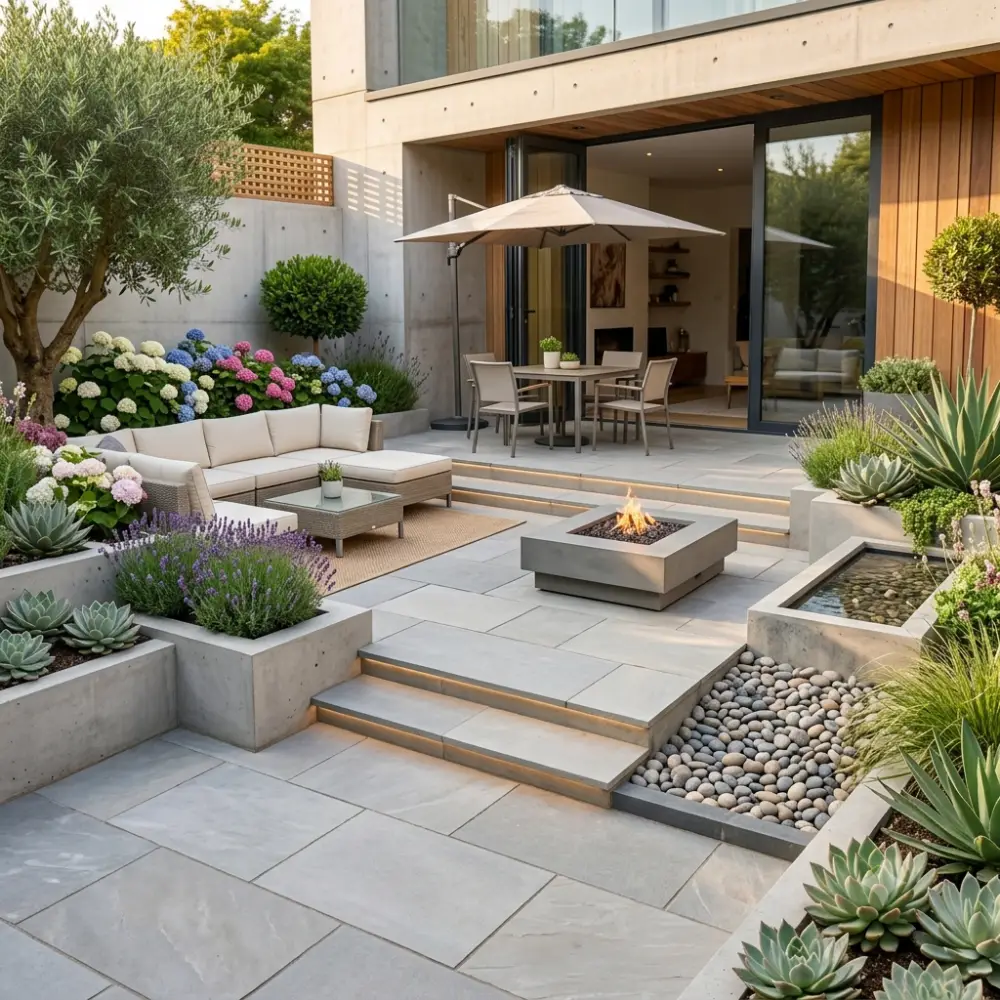 A newly completed patio from Willow Landscaping in Ipswich